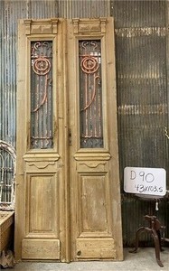 Antique French Double Doors (43x103.5) Iron Wood European Old World Door D90