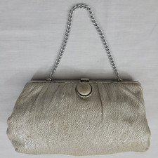 Silver Sparkle Evening Clutch Purse W Chain Handle Evening Bag Hollywood Glamour