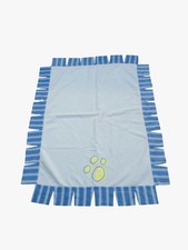 Rare Carters Child Of Mine Blue Fleece Dog Paw Print Stripe Blanket 42x32