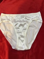 Vtg VICTORIA  s SECRET SECOND SKIN Glossy SATIN PANTIES sz M White Y2K