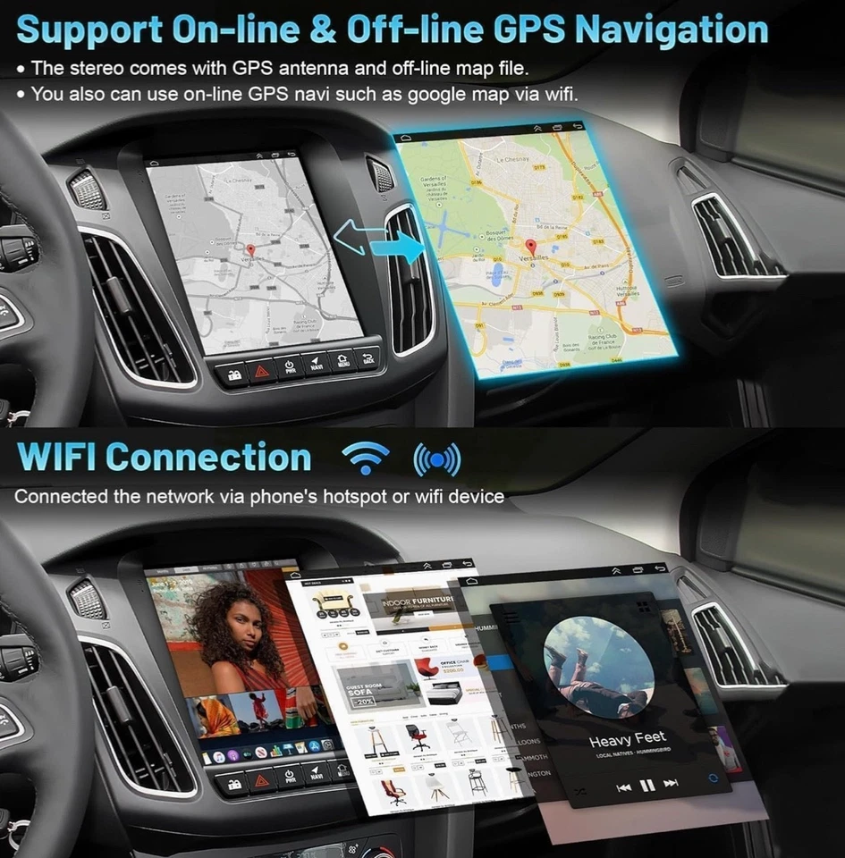 4+64 Android 13 Car Radio for Ford Focus 2012-2018, 10.4 Inch IPS Touch Screen C - Image 3 of 4