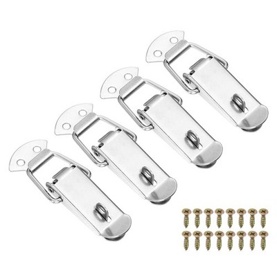 4 Pcs 0.8'' Cold-rolled Steel Spring Loaded Toggle Latch W Lock and Screw, Silver