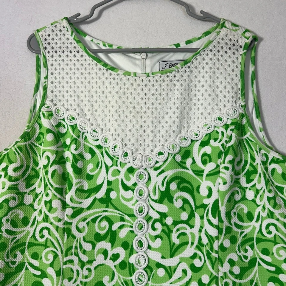 Vestido recto J Howard verde blanco 18 XL 1X playa verano vacaciones Foto 3 de 4