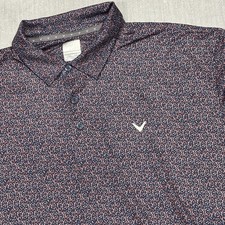 Callaway Polo Shirt Men 2XL Opti-Dri Golf Geo All Over Print Performance Stretch