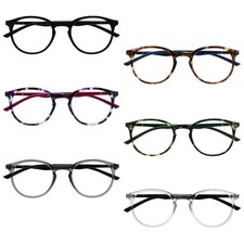Opulize MET Reading Glasses Round Frame Mens Womens Spring Hinges Inc Pouch R60
