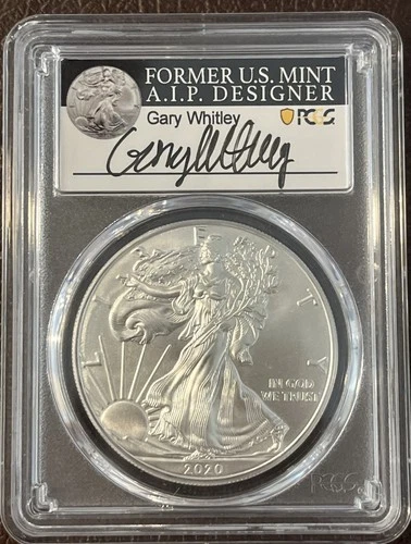 2020 (P) AMERICAN SILVER EAGLE PCGS MS70 GARY WHITLEY SIGNED EMERGENCY ISSUE
