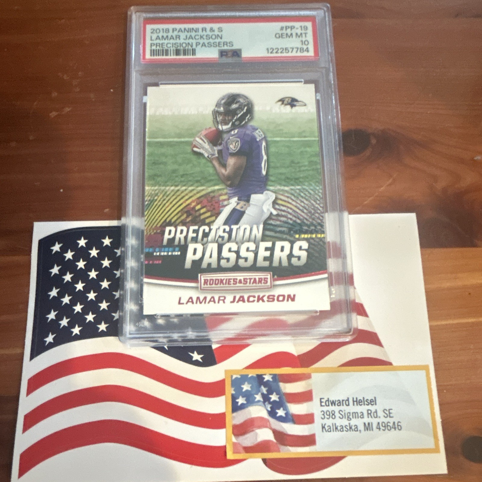 Panini 2018 Rookies & Stars Precision Passers Lamar Jackson RC #PP-19 PSA 10
