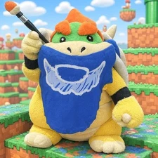 Super Mario Bowser Jr. holding Magic Paintbrush Plush Soft Toy Doll Kids Gift 7"