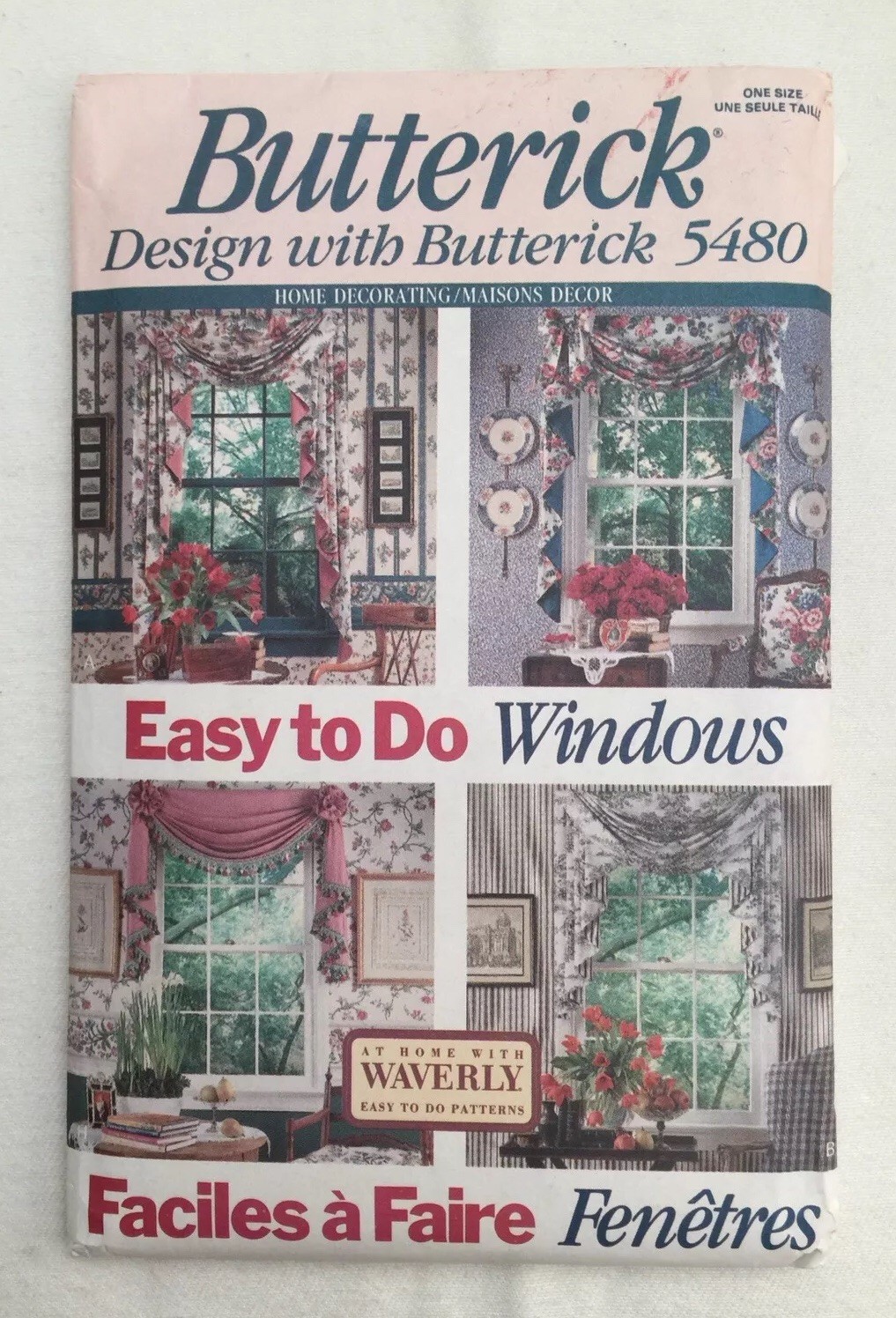 3 Vintage 1990's Pattern Window Treatments Butterick Jabot Swag Cafe