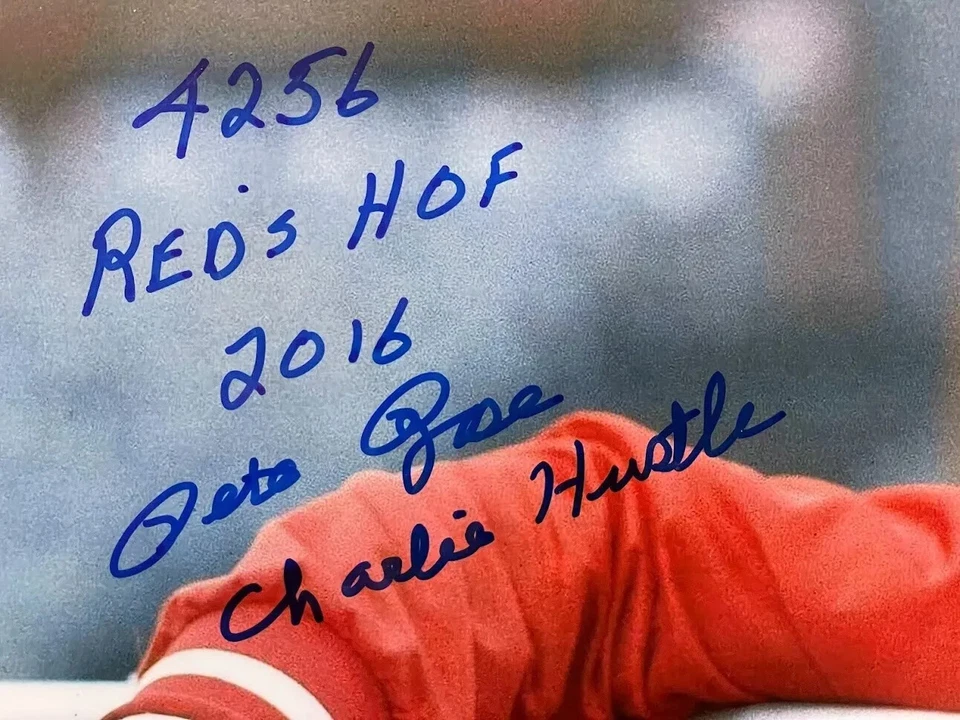 RARE Pete Rose Auto Signed 8x10 Photo REDS HOF 2016 CHARLIE HUSTLE 4256 - Image 2 of 2