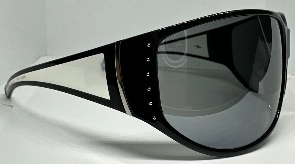 NEW Vintage STING SS 6299 Shield Sunglasses  Italy Oversized Shades Black /Clear - Image 3 of 4