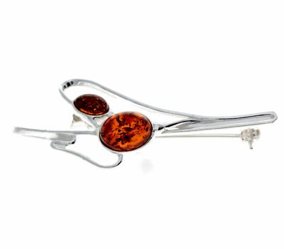 925 Sterlingsilber & Baltisch Amber Modern Brosche - 4029