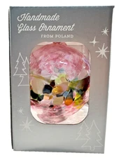 Zorza Handmade From Poland Hand Blown Pinks Artisan Glass Ball Ornament