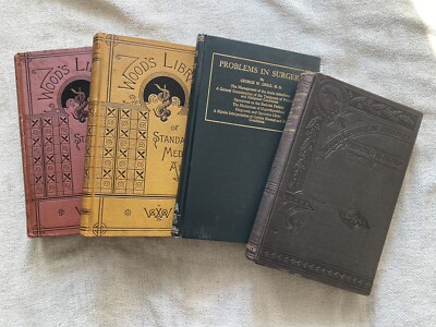 Antique Medical Book Lot, 4, Surgery Problems, Asthma, Lungs, 1880s, 1928, VG