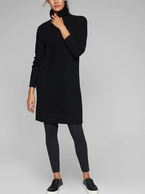 NWT Athleta Funnel Neck Sweater Dress, Black SIZE S #163391