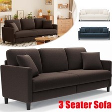 Teddy Plüsch 3 Sitzer Sofa Gästesofa mit 2 Sitzkissen, dreier Couch mit Armlehne