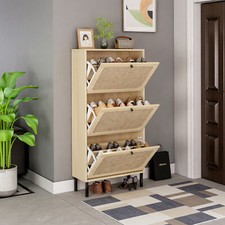 Shoe Cabinet Modern Shoe Rack w/3 Flip Drawers Shoe Storage Organizer