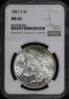 1881-S Morgan Dollar NGC MS-63 - Blue, Green, & Sunset Hue Rim Toning!