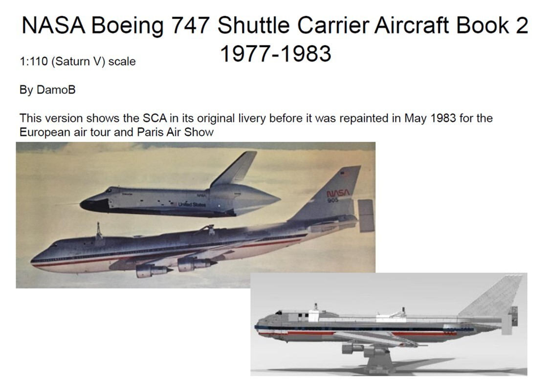 PDF instruction LEGO 1:110 scale NASA Boeing 747 Shuttle Carrier