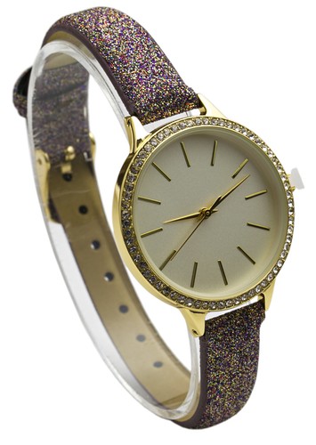 Blekon Collections Japanese Quartz Womens 34mm Case Glittery Leather Strap Watch - Picture 12 of 41