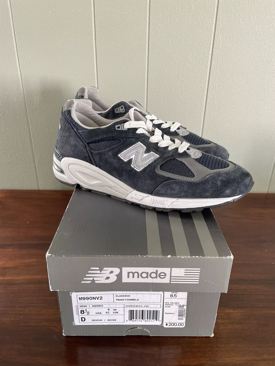 RARE New Balance 990v2 Kith Navy Size 8.5 M990NV2 Made in USA Concepts 997  998