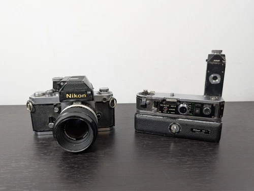 Nikon F2 Camera SLR Film w/ MD-2 MB-1 Lens Vintage Japan - Parts or Repair, Wear