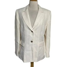 Tahari Arthur S. Levine 12 ivory pinstriped business blazer