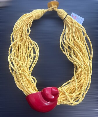 VINTAGE Red Cobra by Frank Giordano Red Gold Collar Necklace
