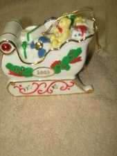 2003 PORCELAIN SLEIGH ORNAMENT 22K GOLD ACCENT AVON Vintage HTF RETIRED New/Box