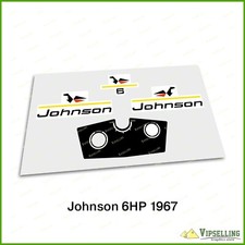 JOHNSON 1967 6HP Motor Fueraborda Laminado Calcomanías Pegatinas Kit