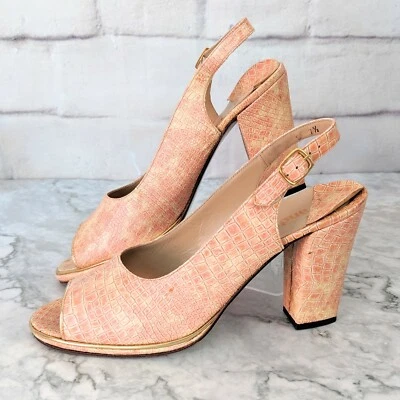 Vintage 1960s Andrew Geller Italie Rose Corail Serpent Or Bride Arrière Talons - Photo 1/4