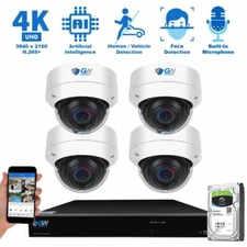 8 Channel 4 X 4K 8MP Face/Human/Car Detection AI Dome Security Camera System 4TB