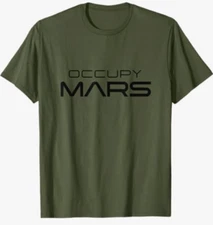 NEW Port & Company Men's Futuristic Occupy Mars T-Shirt Green Size Large