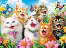 500 Piece Jigsaw Puzzle for Adults, Laughing Cats Large Pieces Family Game