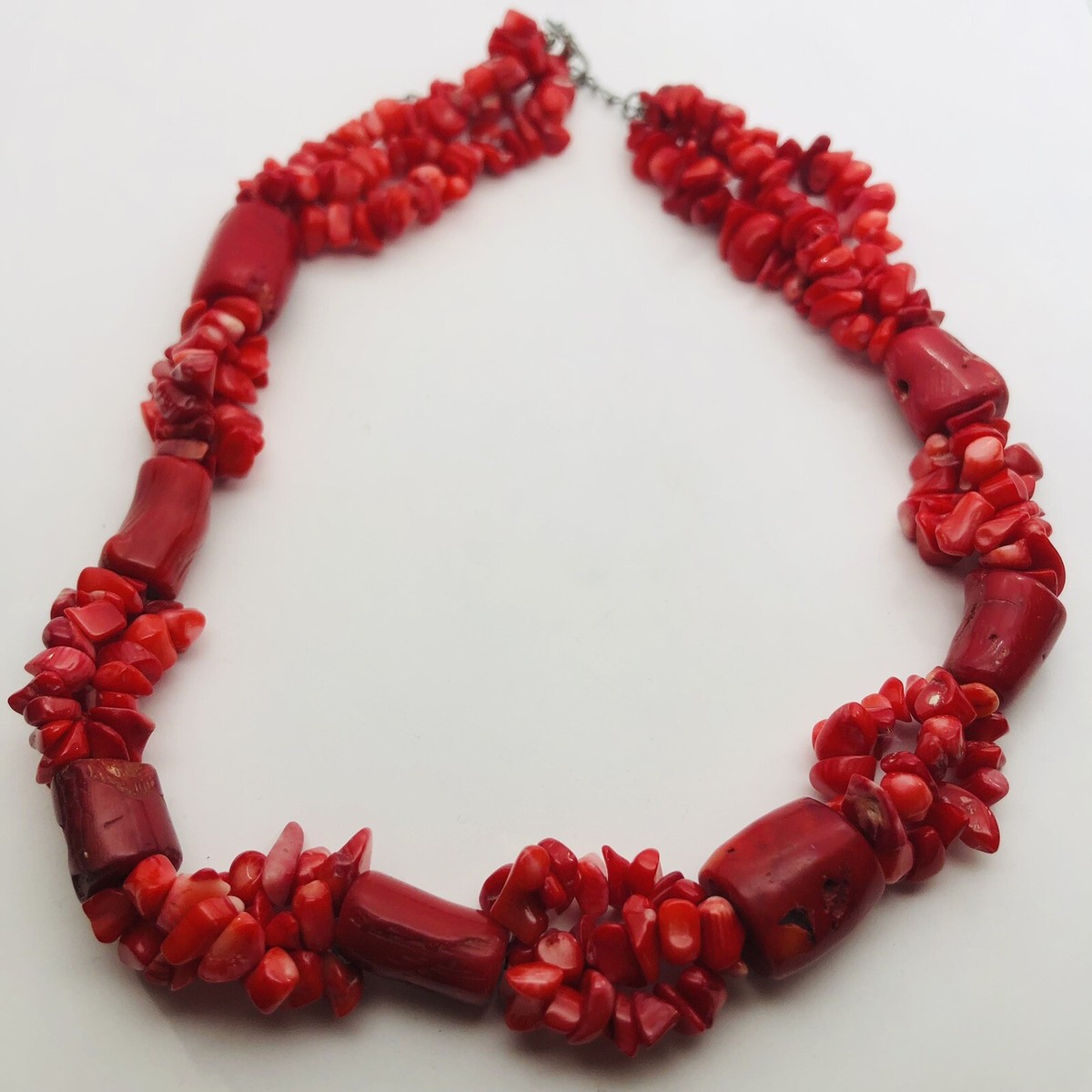 19-22” FINE ADJUSTABLE RED SEA CORAL AUTHENTIC NECKLACE HEAVY 5 OZ