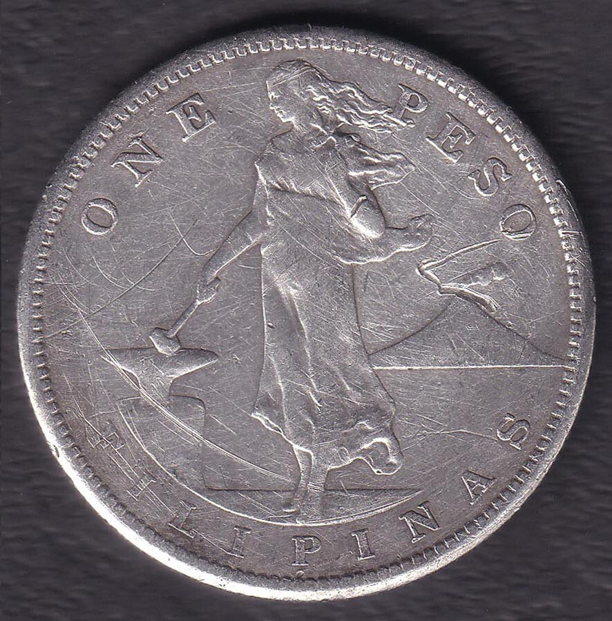 1908年発行のアメリカ統治下フィリピン「1ペソ」銀貨 308 1908年 1ペソ 銀貨 アメリカ領フィリピン