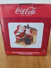 COCA COLA HOLIDAY PORTRAITS SALT & PEPPER SHAKERS-SANTA & DOG