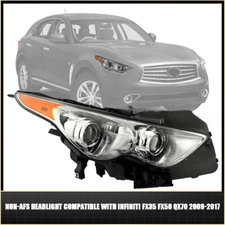For 09-2017 Infiniti FX35 FX50 QX70 w/o Sport Pkg Non-AFS Headlight RH Passenger