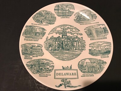 Vintage Delaware history plate Smith s &  DE  Memorial Bridge J D Mansion Hagley