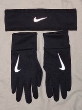 Nike Therma Opaska na głowę i rękawiczki Zestaw Odblaskowe Bieganie Trening Damskie Czarne Prezent
