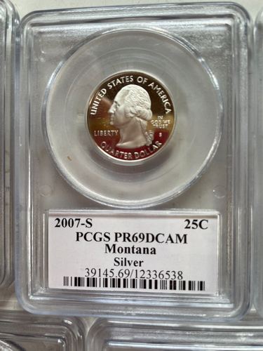 2007 S SILVER PROOF SET STATE QUARTERS PCGS PR69DCAM FLAG LABEL - Picture 9 of 21