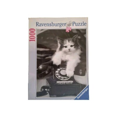 Ravensburger Puzzle 1000 Ruf mal wieder an - Katze mit Telefon - Folie gerissen