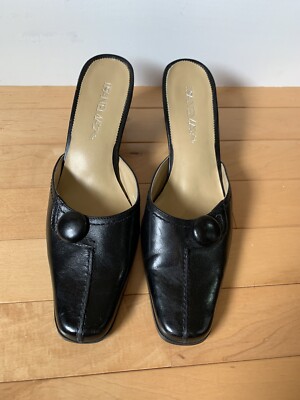 Ipanema Bonita Insolia Pump Block Heels Shoes Slip-On Black Button Sz. 8 1/2 M