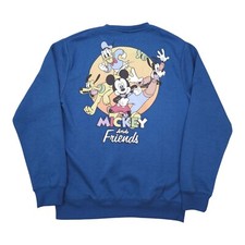 Disney Mickey & Friends Blue Crewneck Sweatshirt Med 60% Cotton 40% Polyester
