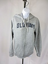 Womens Old Navy Blue Spell Out Full Zip Front Gray Hoodie Size Small