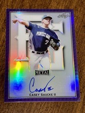 CASEY SAUCKE 2020 LEAF PERFECT GAME PURPLE AUTOGRAPH #6/25 Virginia Cavaliers