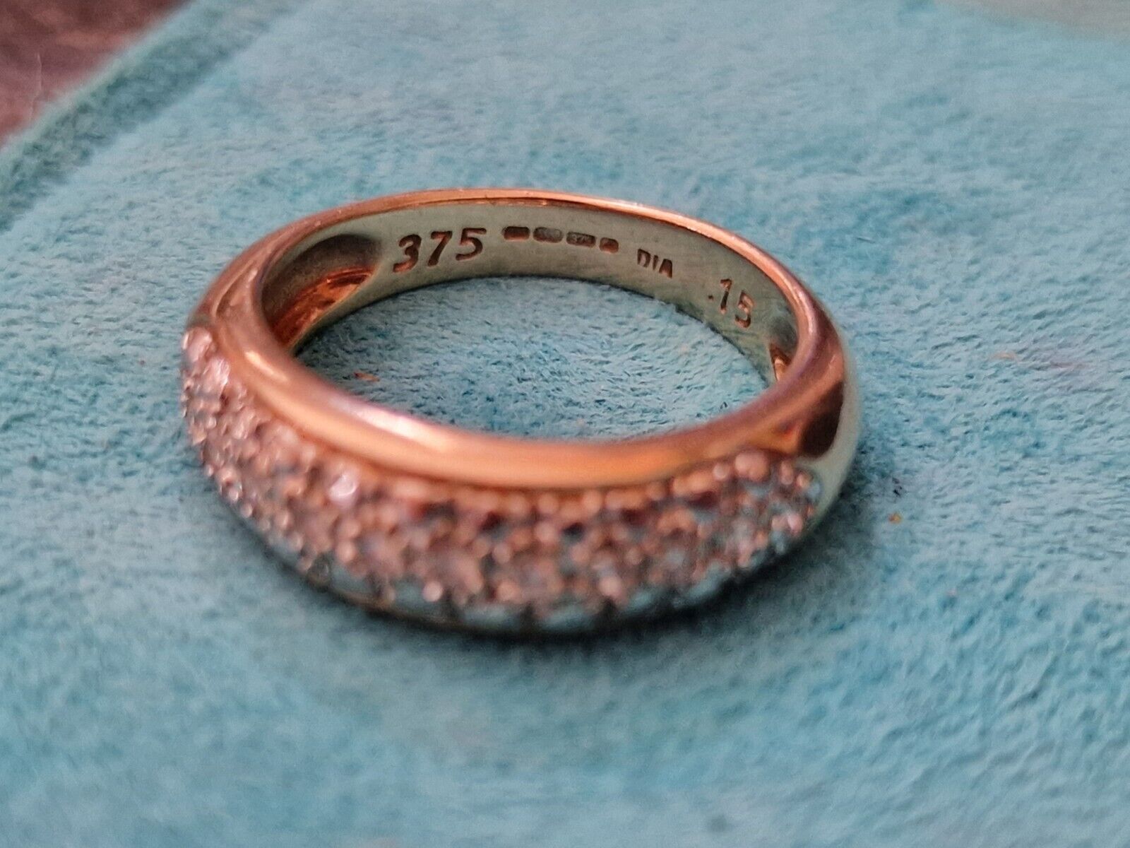 3.53g 9ct Gold 0.15ct Natural Diamond Pavé Ring S… - image 11