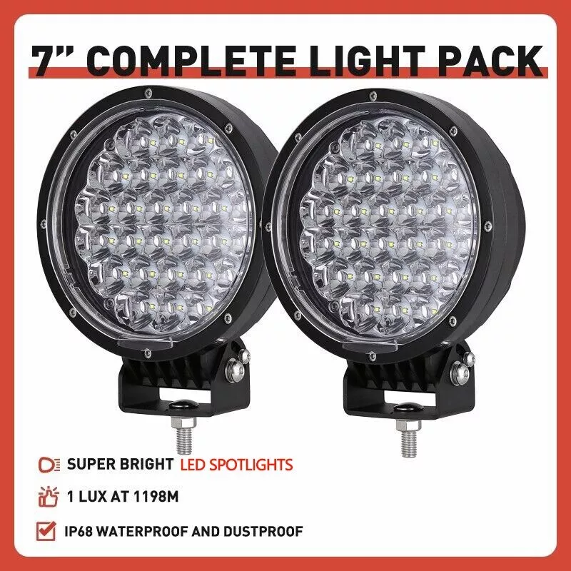 Slim 7inch 2PCS LED Driving Lights Round Black Offroad Spotlights Truck 4x4 SUV