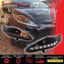 Ford Fiesta Mk7 Headlights 2008-2013 LED DRL Black Projector Upgrade Zetec ST