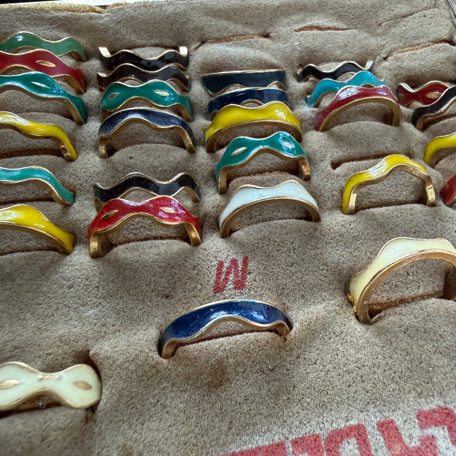 Vintage Stackable Ring Display with Enamel Colorf… - image 10